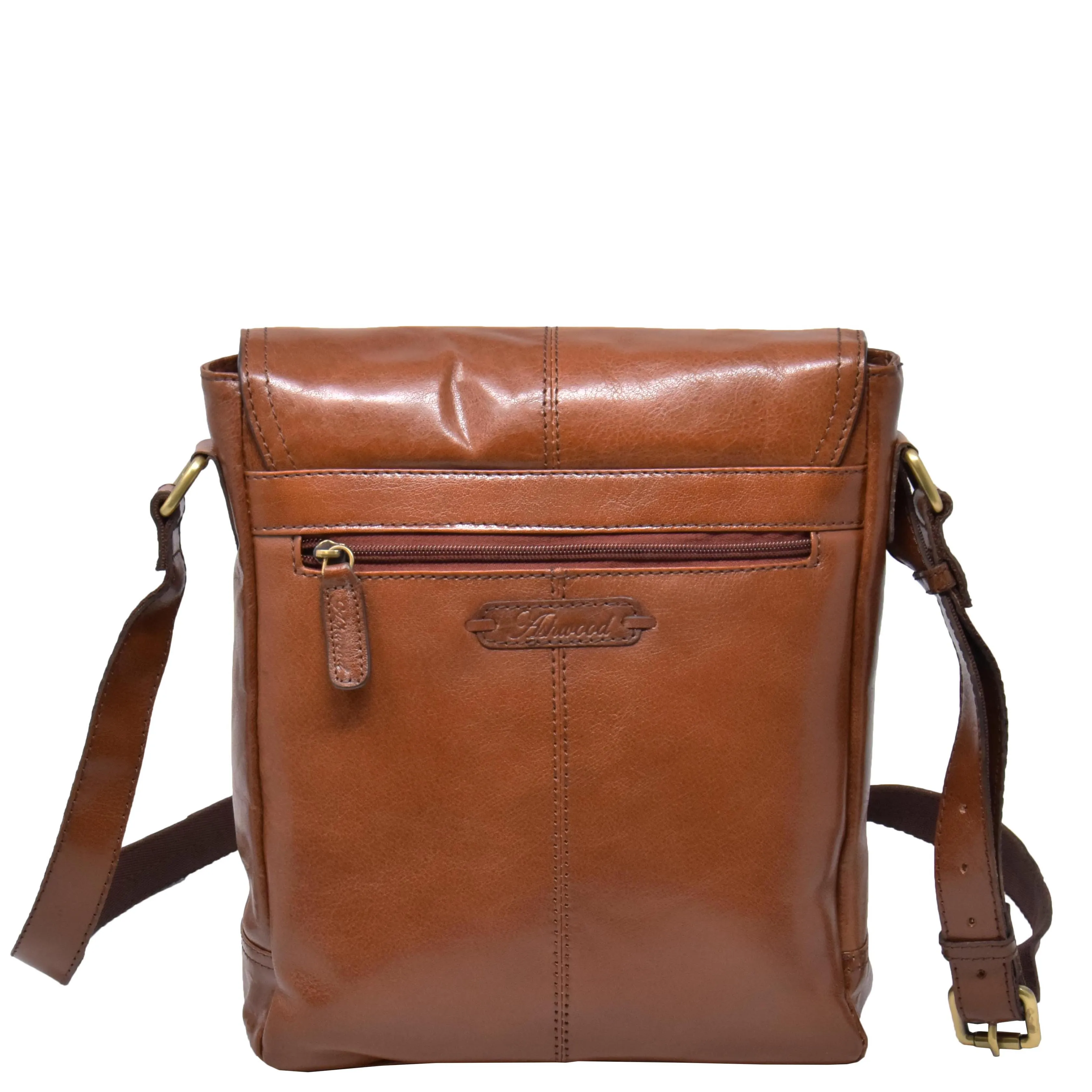 Mens Real Leather Cross body Messenger Bag A224 Chestnut