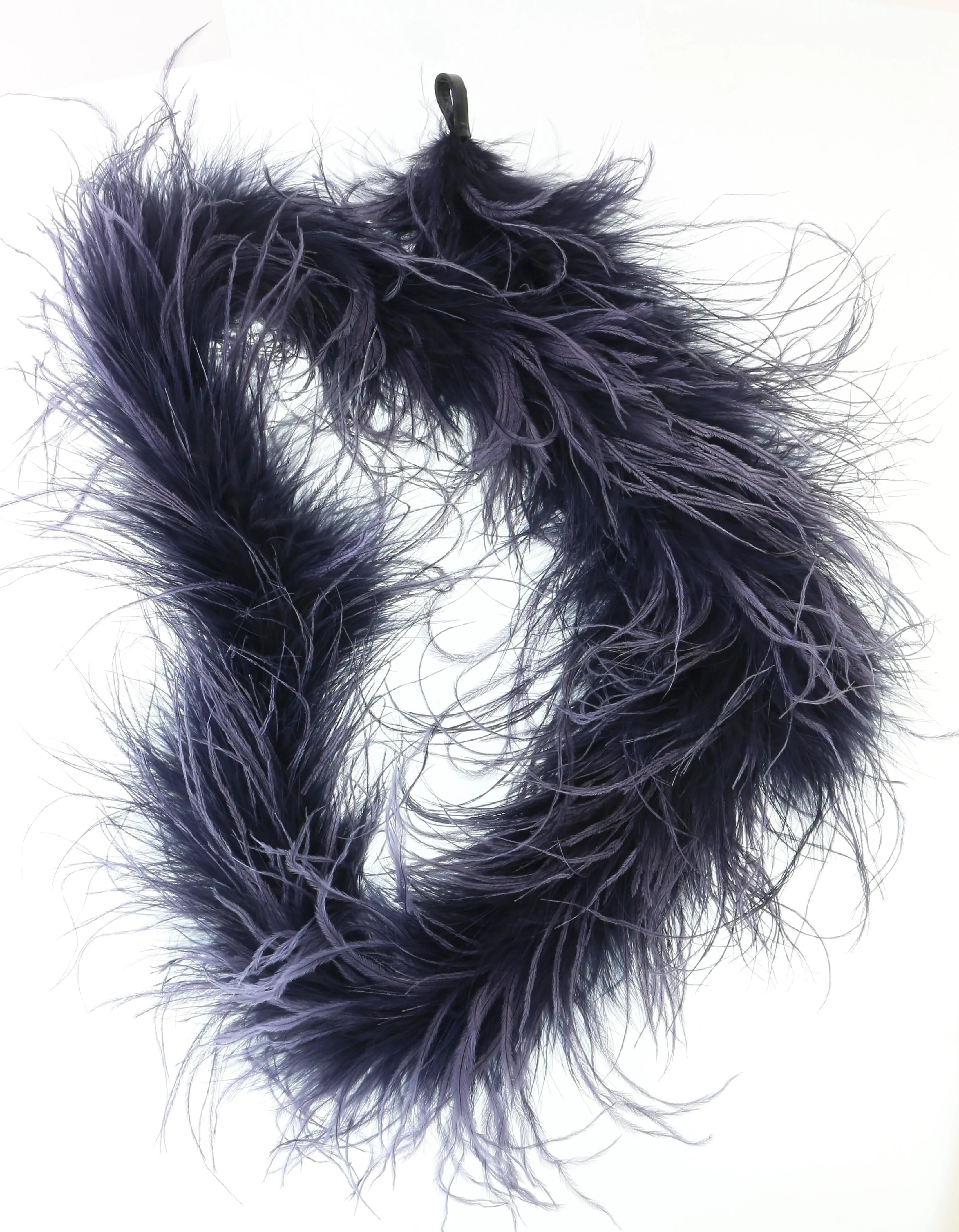 Miu Miu Black Faux Feather Collar Necklace-One Size