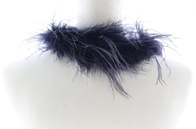 Miu Miu Black Faux Feather Collar Necklace-One Size