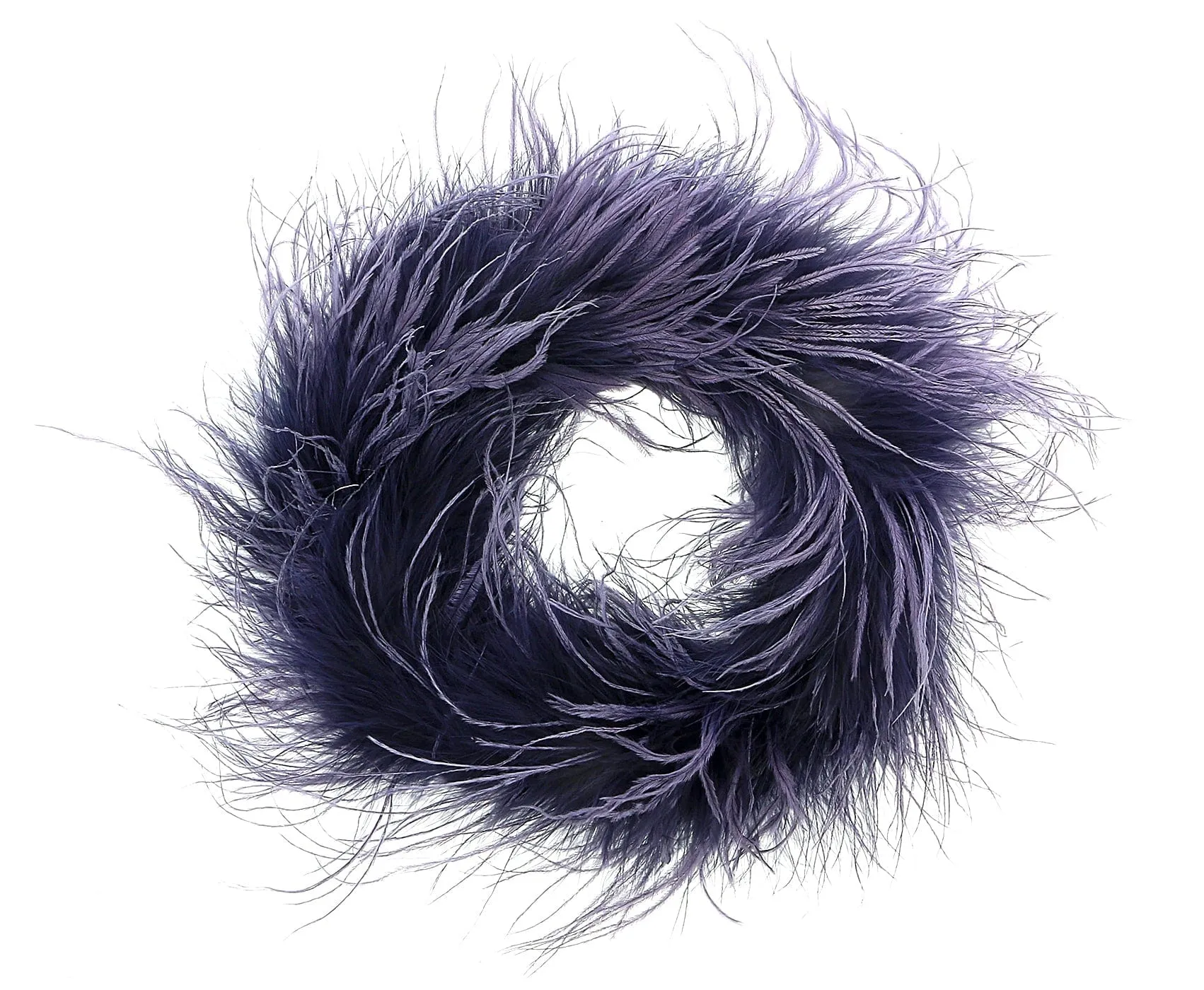 Miu Miu Navy Blue Faux Feather Collar Necklace-One Size