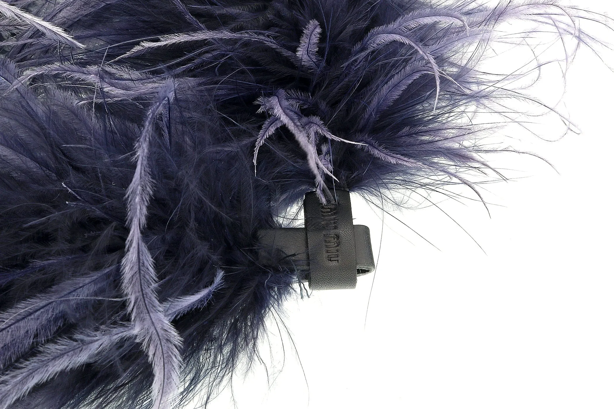 Miu Miu Navy Blue Faux Feather Collar Necklace-One Size