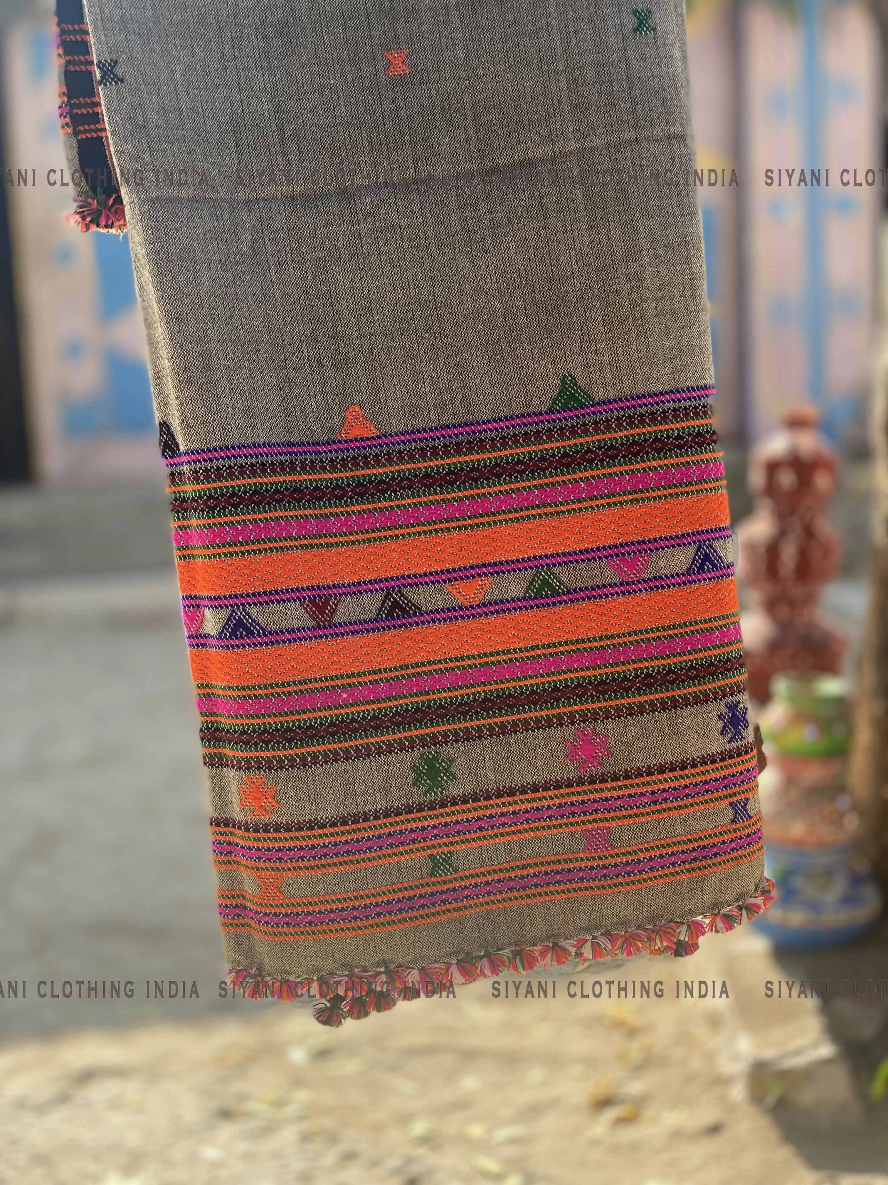 Natural Pure Wool Embroidered Handmade Shawl