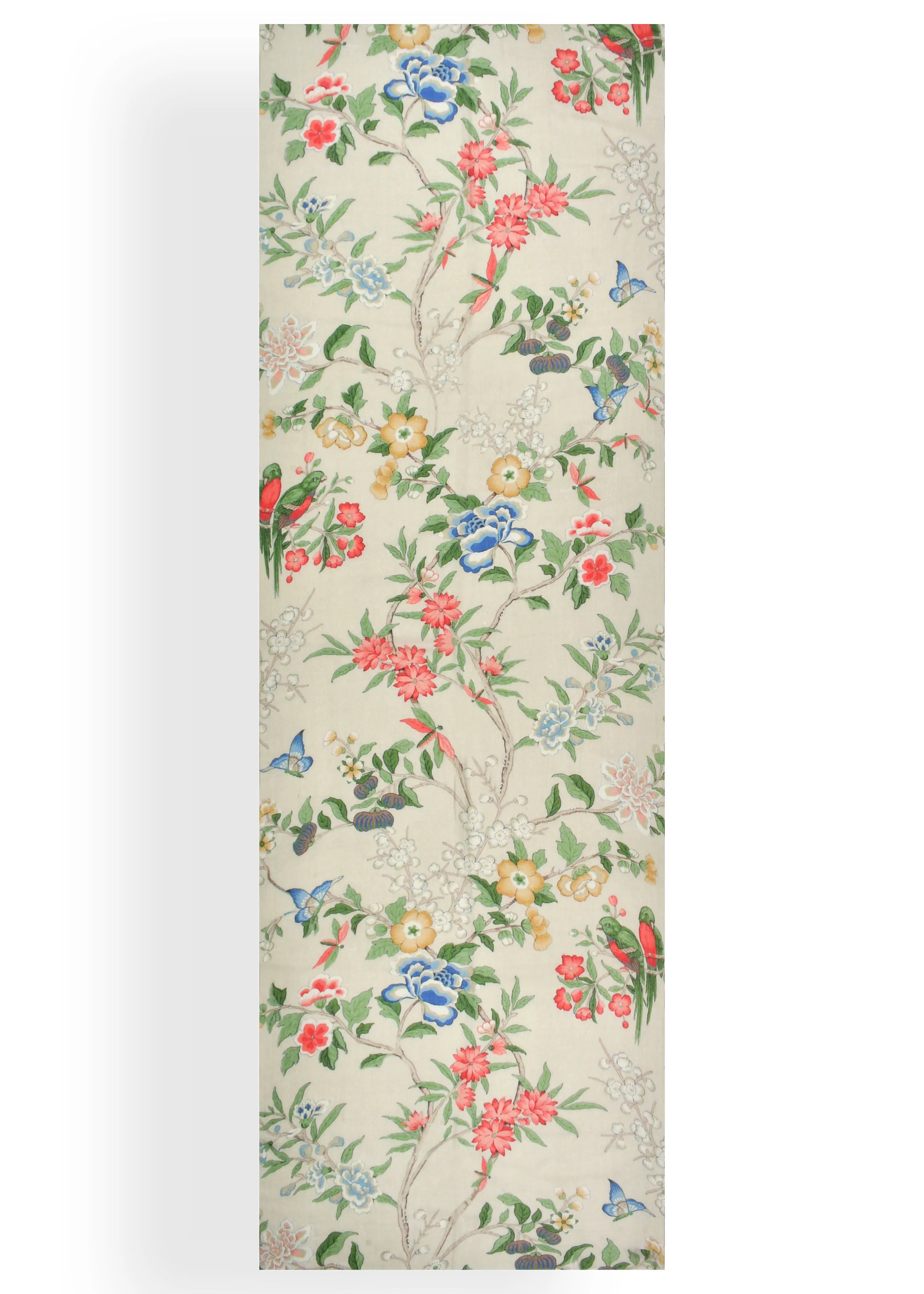 Parrots and Butterfly Print in Wool Silk