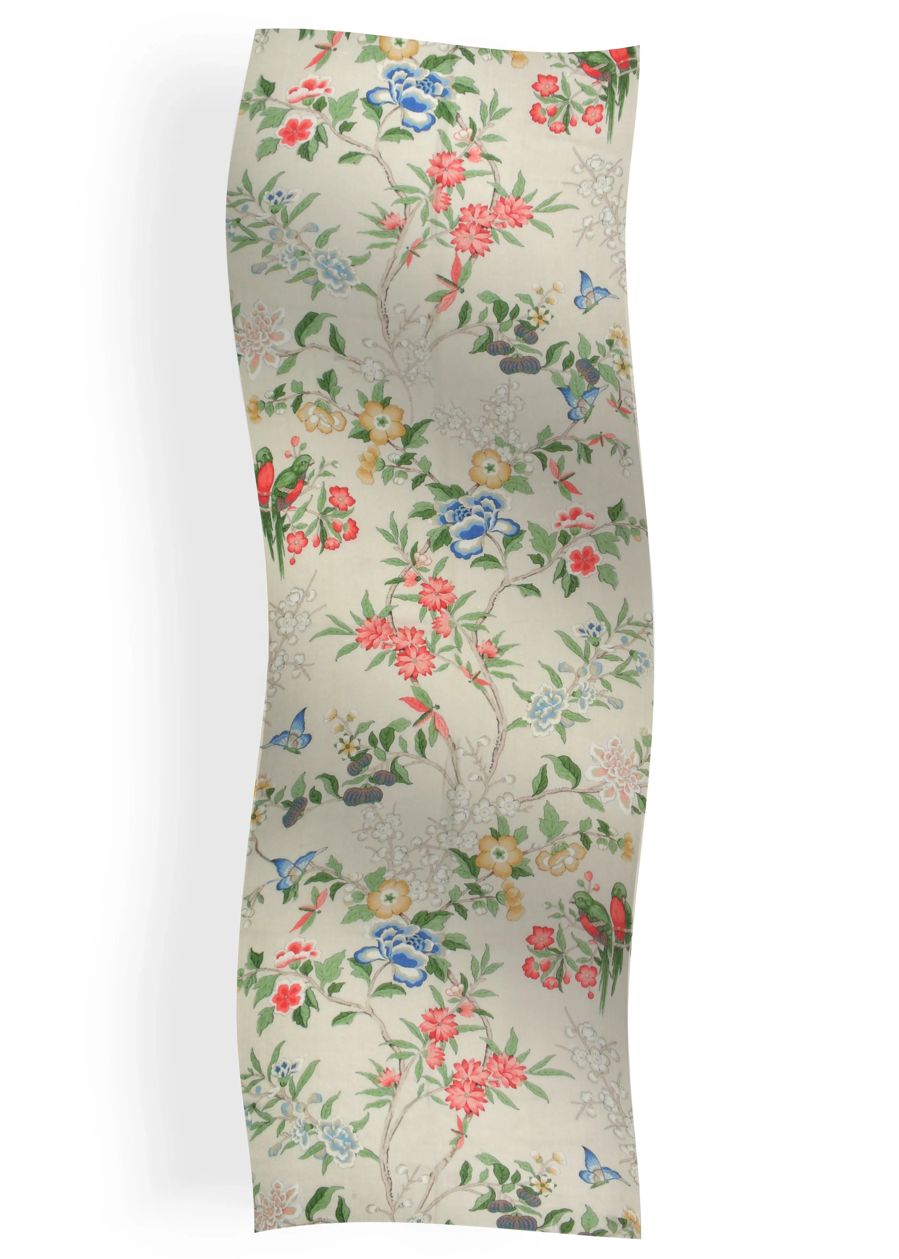 Parrots and Butterfly Print in Wool Silk