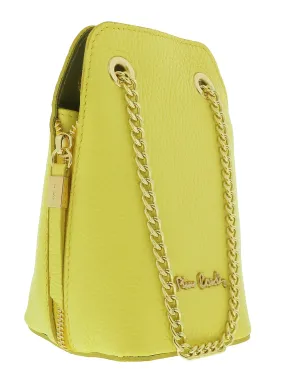 Pierre Cardin Lemon Leather Curved Structured Chain Crossbody Bag