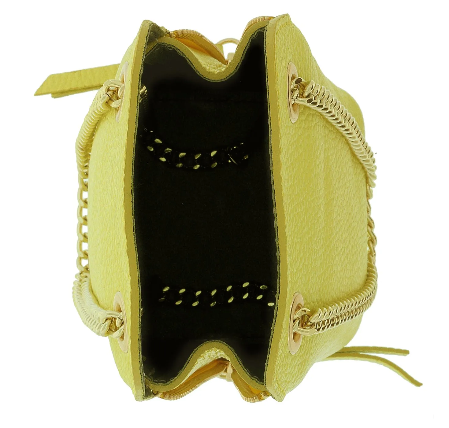 Pierre Cardin Lemon Leather Curved Structured Chain Crossbody Bag