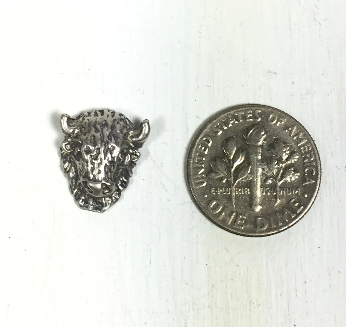 Sterling silver Bison head, 13.7 m x 10.7m x 4.5 mm, 2 pack, sacred buffalo, old pawn element, southwest jewelry ornament