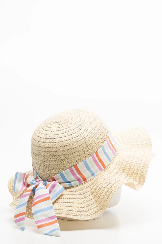 Stripe Ribbon Sunhat Natural