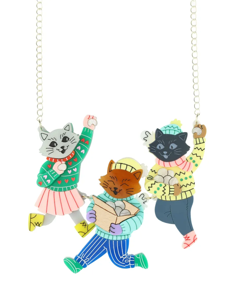 Time For a Kitty Snowball Fight! Necklace