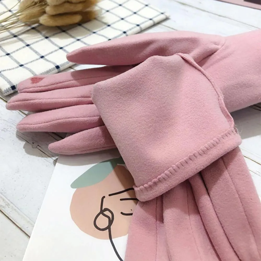 Touch Screen Cashmere Winter Heart Gloves