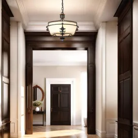 Windsor Semi Flush Pendant Light 3LT E27 in Gold Patina or Graphite