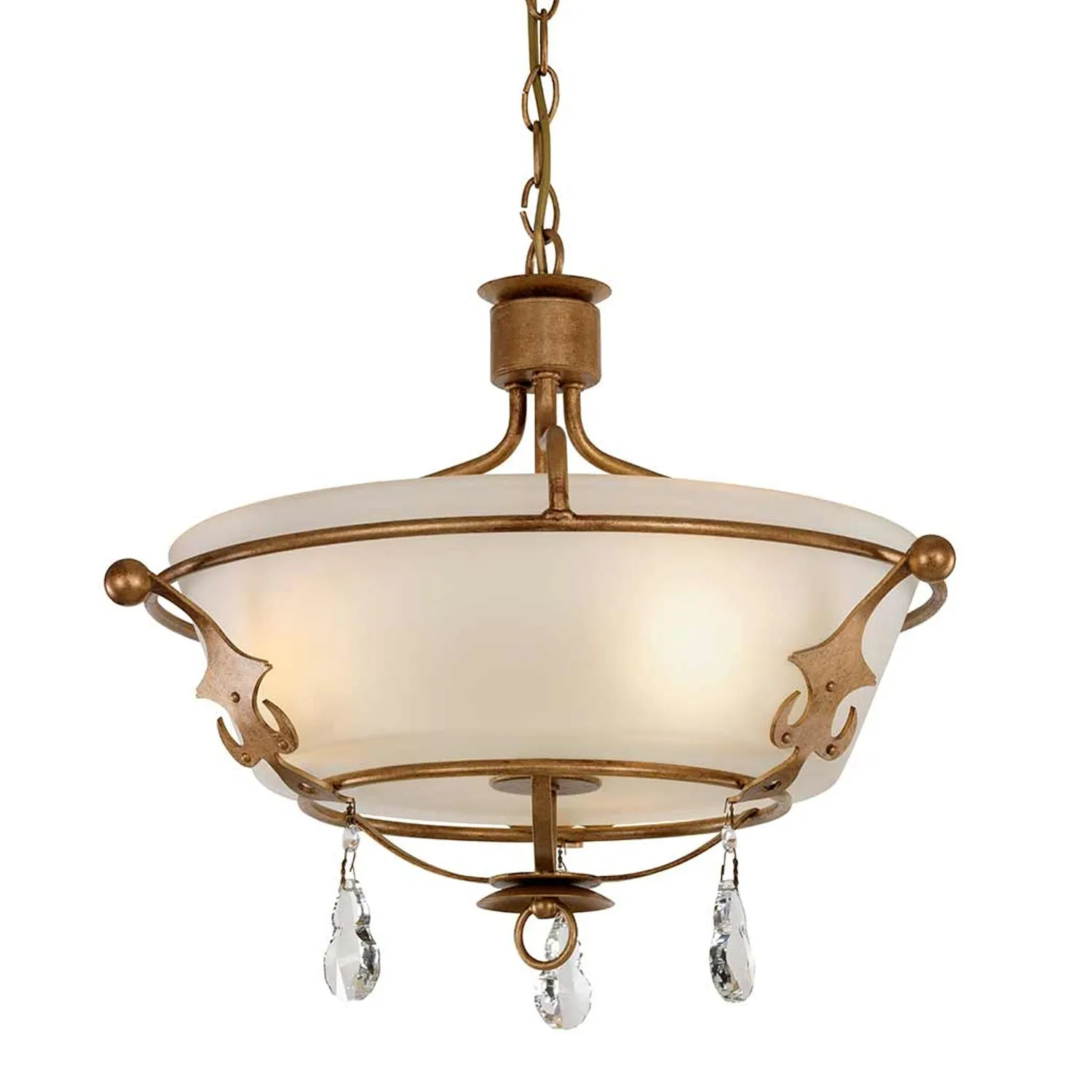 Windsor Semi Flush Pendant Light 3LT E27 in Gold Patina or Graphite