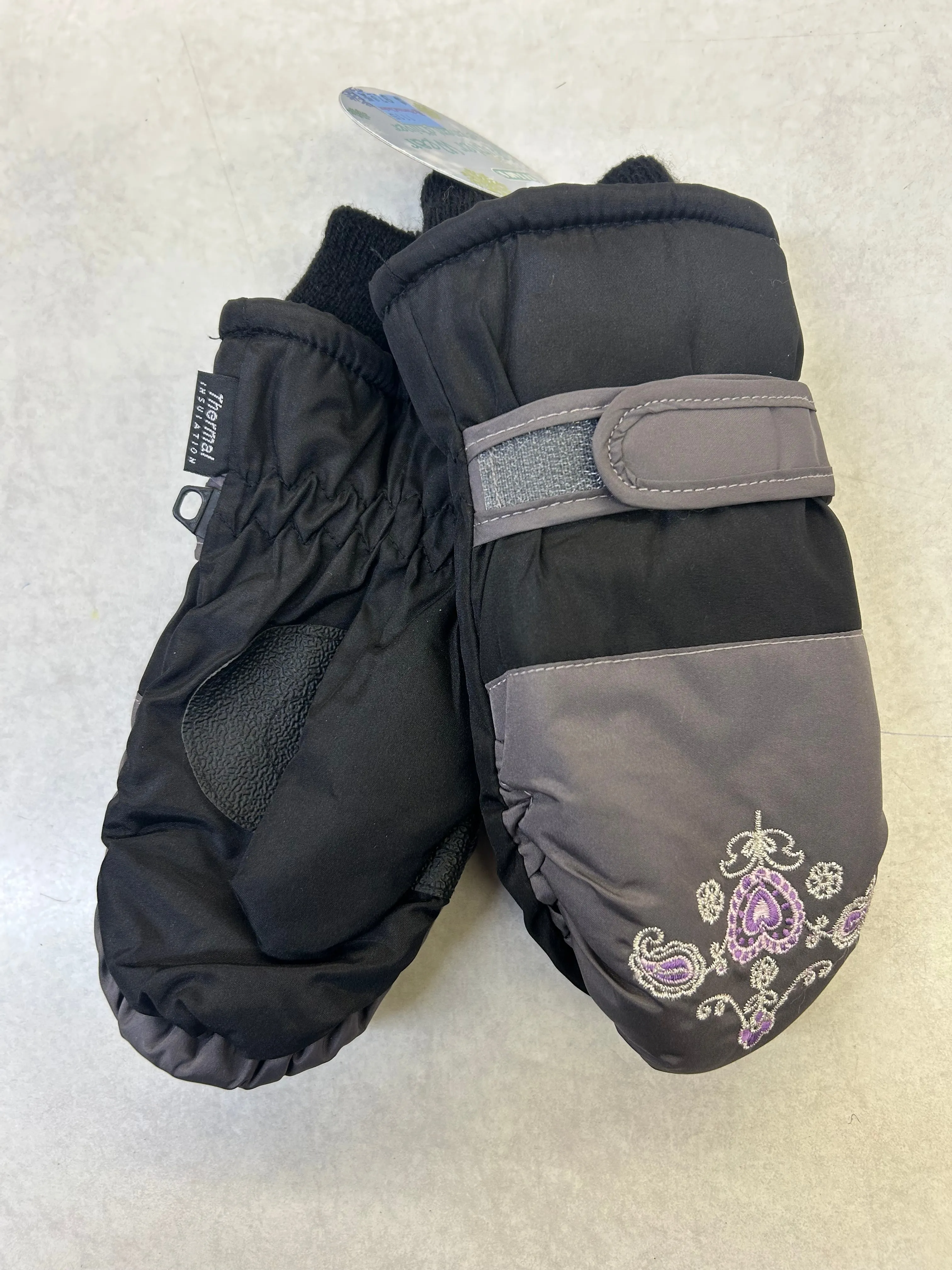Winter Mittens with Purple Pattern