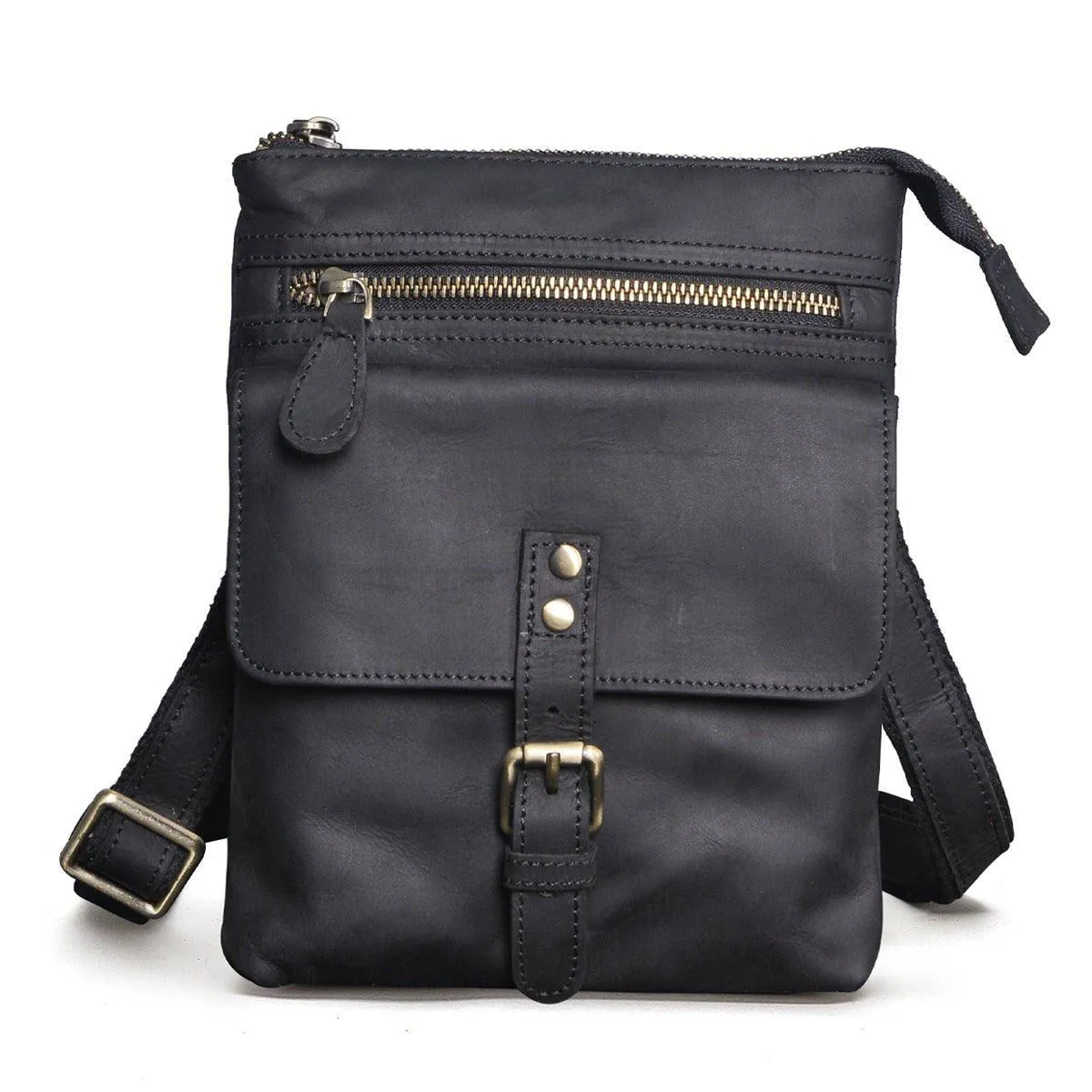 Woosir Vintage Genuine Leather 8 Inch Messenger Bag
