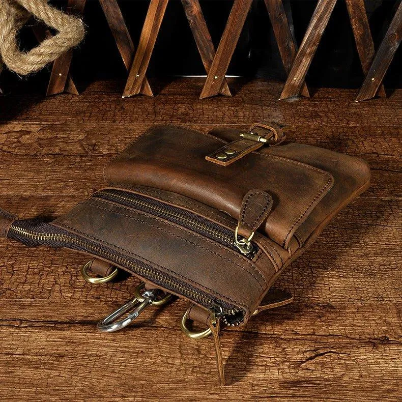 Woosir Vintage Genuine Leather 8 Inch Messenger Bag