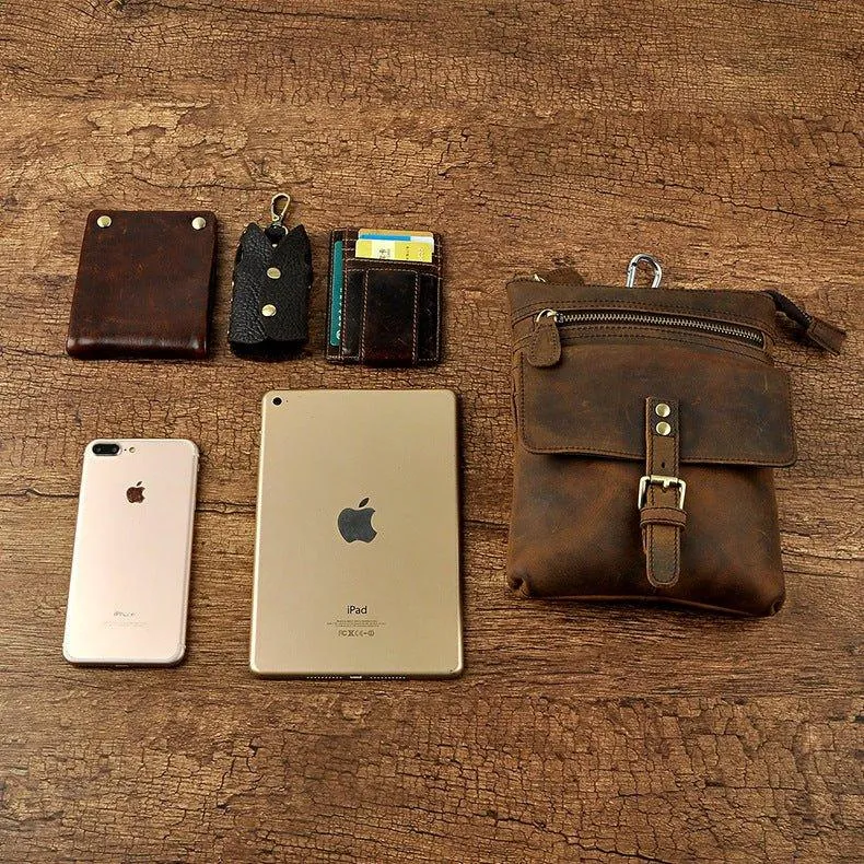 Woosir Vintage Genuine Leather 8 Inch Messenger Bag