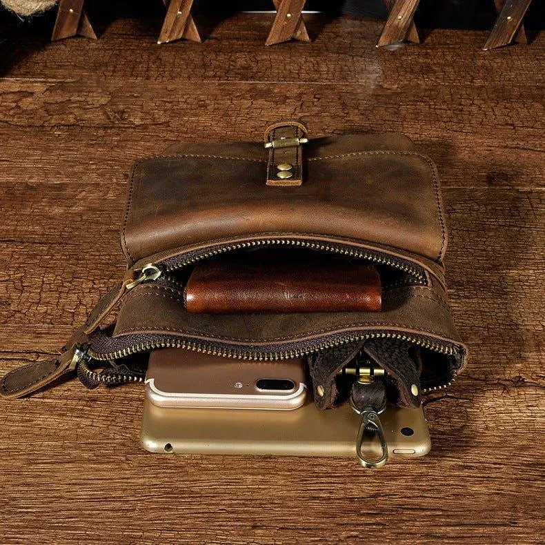 Woosir Vintage Genuine Leather 8 Inch Messenger Bag