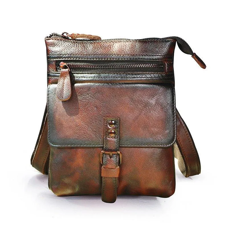 Woosir Vintage Genuine Leather 8 Inch Messenger Bag