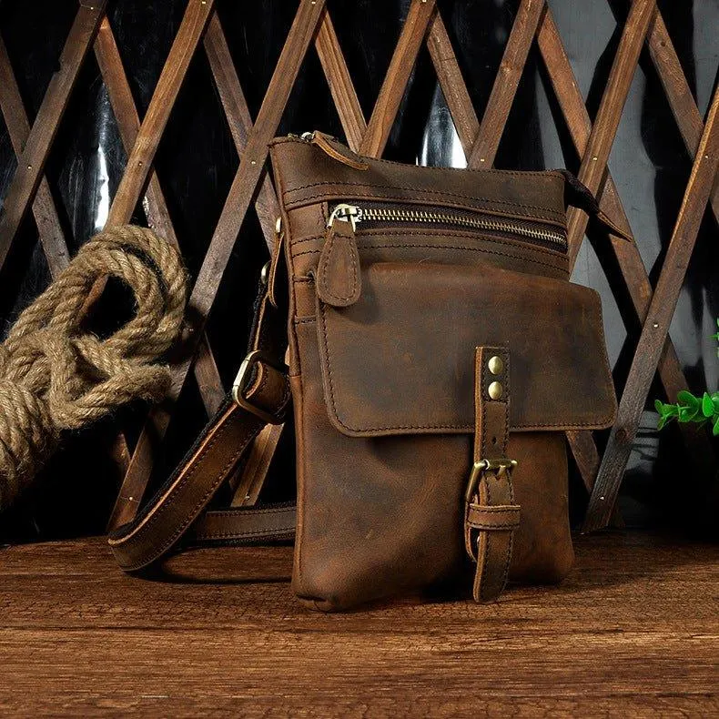 Woosir Vintage Genuine Leather 8 Inch Messenger Bag