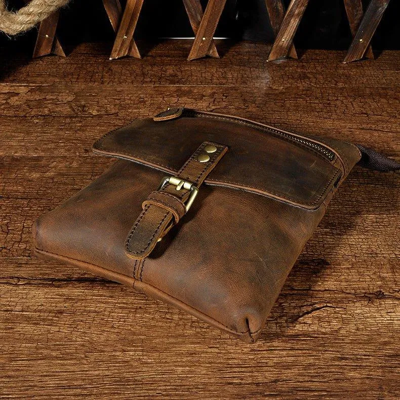 Woosir Vintage Genuine Leather 8 Inch Messenger Bag