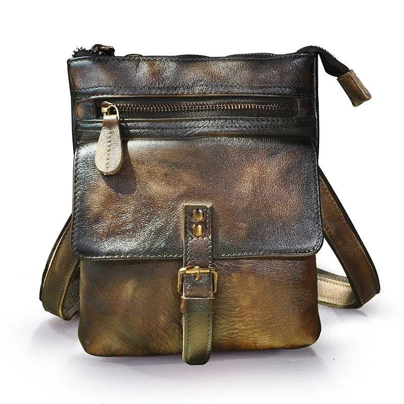 Woosir Vintage Genuine Leather 8 Inch Messenger Bag