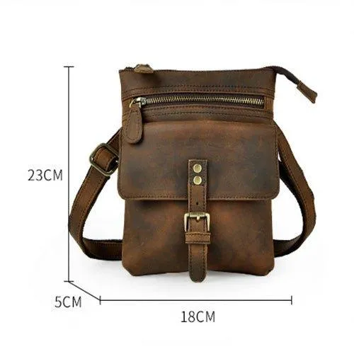 Woosir Vintage Genuine Leather 8 Inch Messenger Bag