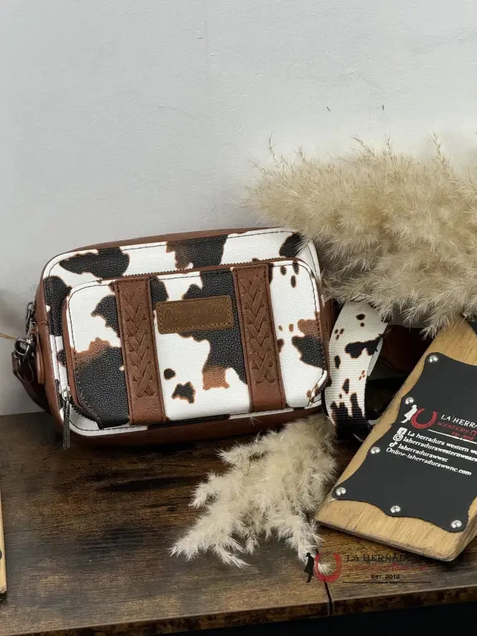 WRANGLER BROWN COW PRINT CROSSBODY SMALL