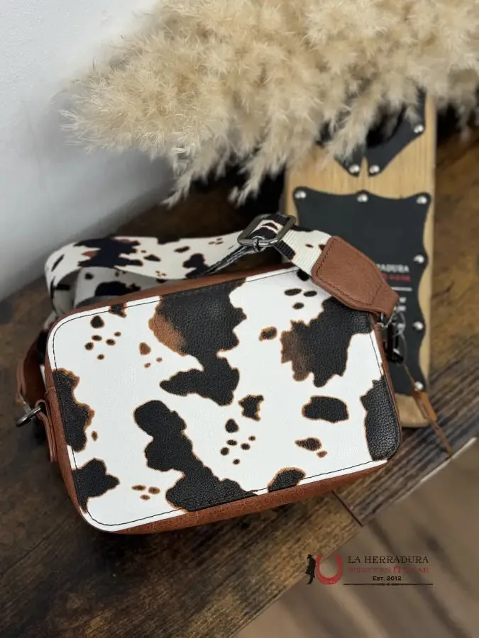 WRANGLER BROWN COW PRINT CROSSBODY SMALL