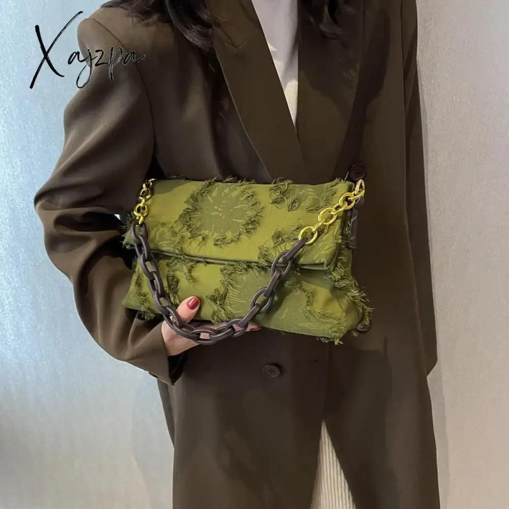 Xajzpa - Green Female Shoulder Bags for Women Luxury Pu Leather Crossbody Bag Small Flap Messenger Bag All Match Design Ladies Handbags